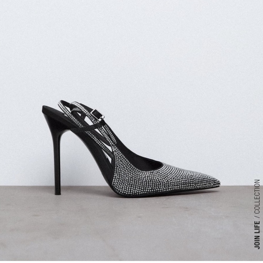 Zara Rhinestone Heeled Mules